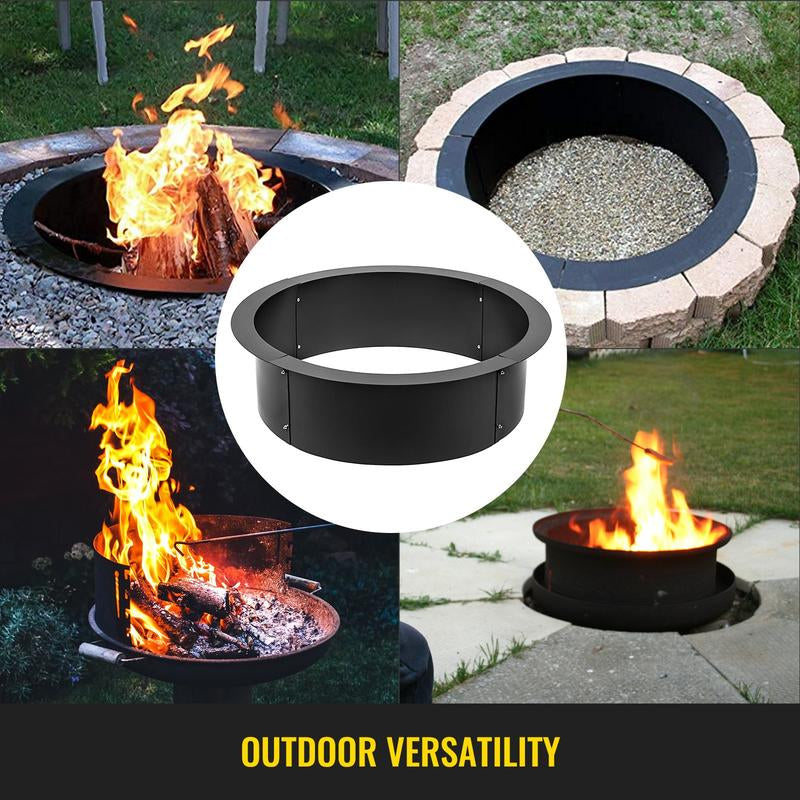 VEVOR Fire Pit Ring Heavy Duty Solid Steel, Fire Pit Liner DIY Campfire Ring above or In-Ground for Outdoor