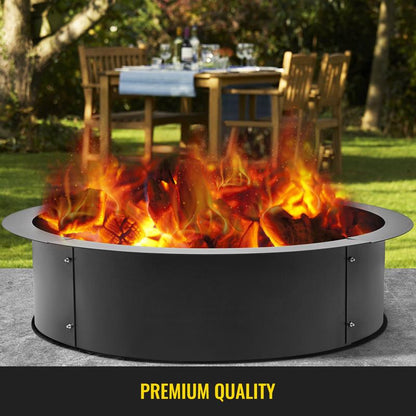 VEVOR Fire Pit Ring Heavy Duty Solid Steel, Fire Pit Liner DIY Campfire Ring above or In-Ground for Outdoor