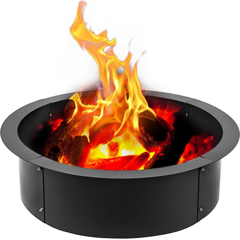 VEVOR Fire Pit Ring Heavy Duty Solid Steel, Fire Pit Liner DIY Campfire Ring above or In-Ground for Outdoor