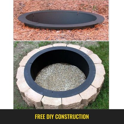 VEVOR Fire Pit Ring Heavy Duty Solid Steel, Fire Pit Liner DIY Campfire Ring above or In-Ground for Outdoor