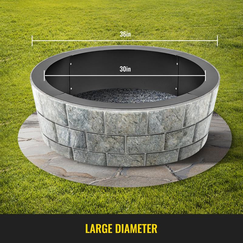 VEVOR Fire Pit Ring Heavy Duty Solid Steel, Fire Pit Liner DIY Campfire Ring above or In-Ground for Outdoor